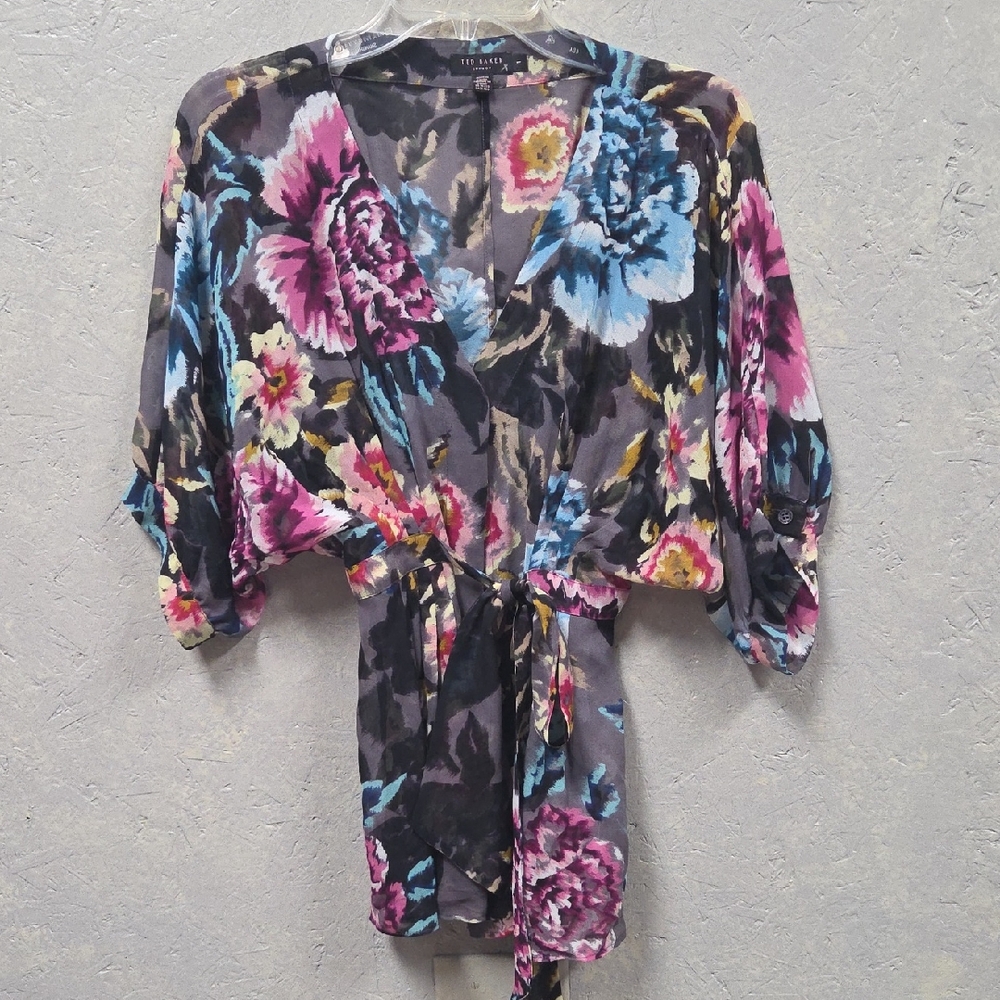 Ted Baker Multicolor Floral Wrap Blouse